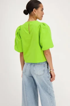 My Jewellery Top à Manches Bouffantes Vert Clearance