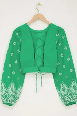 My Jewellery Top Avec Dos Noué Et Broderie Vert Discount