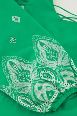 My Jewellery Top Avec Dos Noué Et Broderie Vert Discount