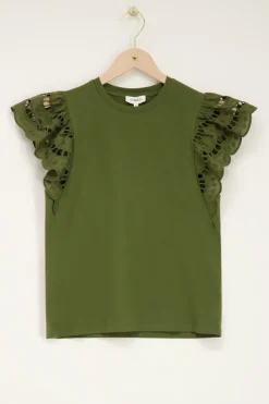 My Jewellery Top Vert Foncé Avec Manches Brodées Online