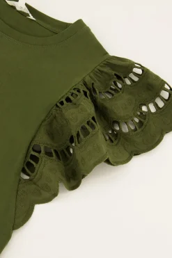 My Jewellery Top Vert Foncé Avec Manches Brodées Online