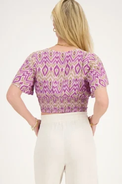 My Jewellery Top Violet Avec Imprimé Aztèque Violet/Vert Sale