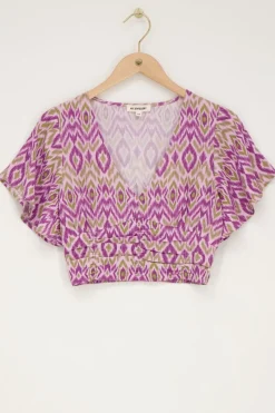 My Jewellery Top Violet Avec Imprimé Aztèque Violet/Vert Sale