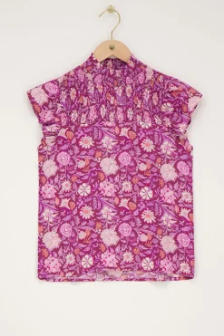 My Jewellery Top Violet Avec Imprimé Floral Rose Et Blouse Rouge/Violet/Rose/Rouge foncé Best