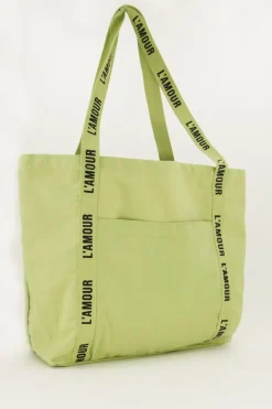 My Jewellery Tote Bag Vert Menthe En Lin L'amour Vert menthe/Vert Sale