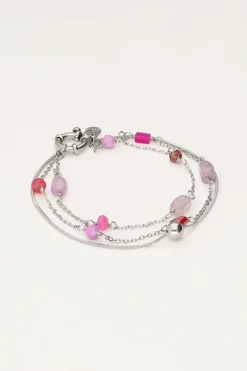 My Jewellery Triple Bracelet Avec Perles Roses Et Violettes Discount
