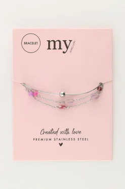 My Jewellery Triple Bracelet Avec Perles Roses Et Violettes Discount