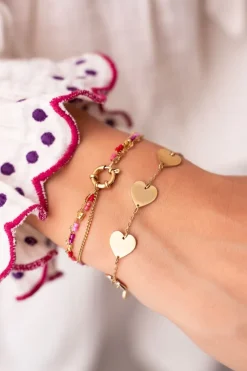 My Jewellery Triple Bracelet Avec Perles Rouges Et Roses Outlet