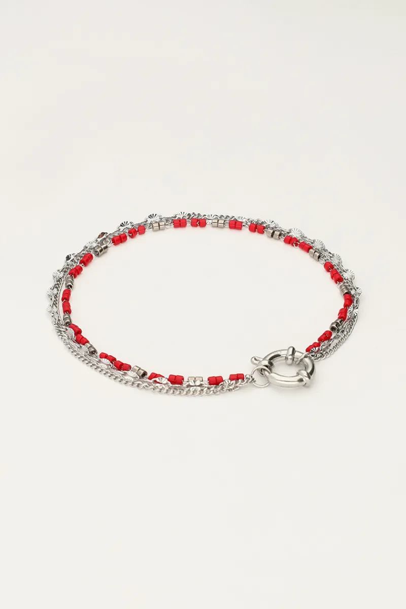 My Jewellery Triple Bracelet Avec Perles Rouges Best
