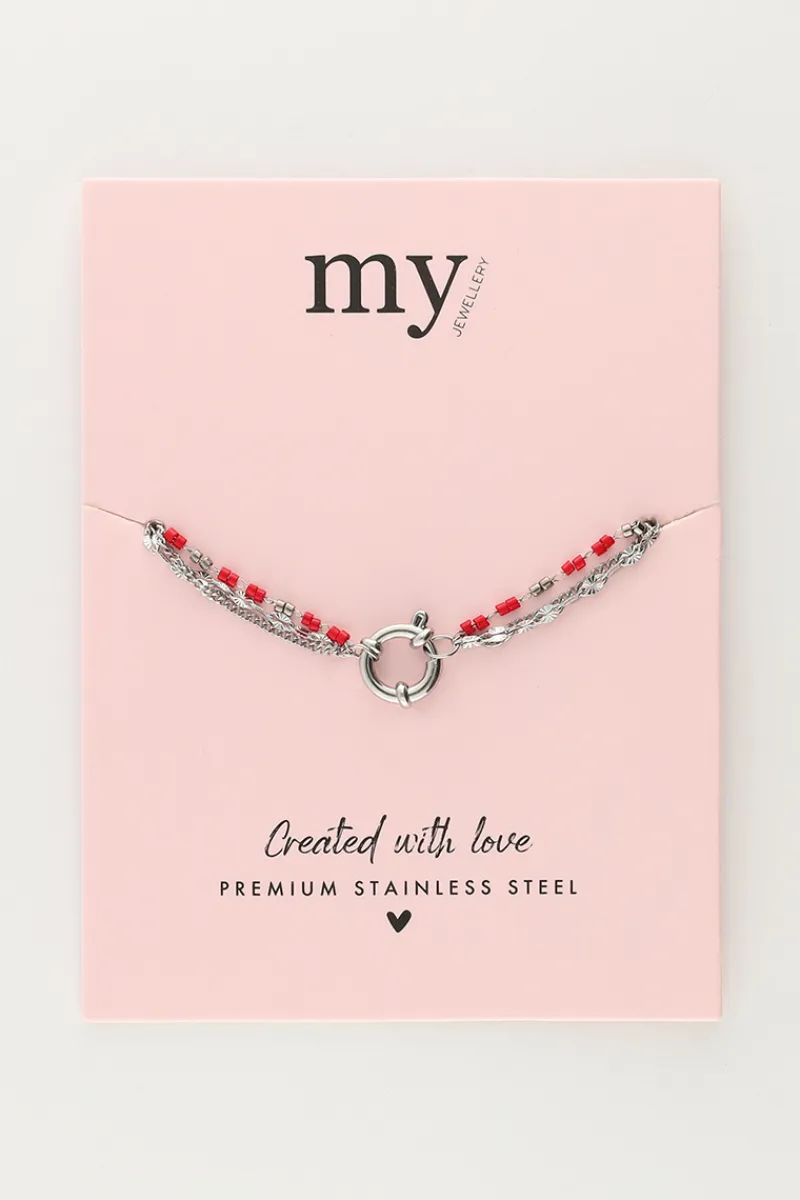 My Jewellery Triple Bracelet Avec Perles Rouges Best
