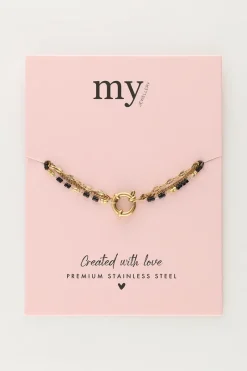 My Jewellery Triple Bracelet Avec Perles Noires Best