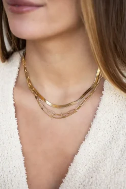 My Jewellery Triple Chaîne à Gros Maillons Plats Fashion