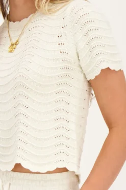 My Jewellery T-shirt Beige En Maille Ajourée Avec Lurex Clearance