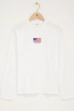My Jewellery T-shirt Blanc à Manches Longues Avec Drapeau Américain Online