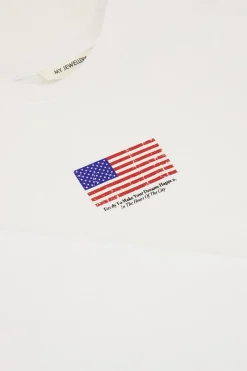 My Jewellery T-shirt Blanc à Manches Longues Avec Drapeau Américain Online