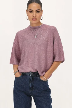 My Jewellery T-shirt Rose Oversize Avec Lurex Rose/Vieux rose/Rose clair Clearance