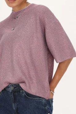 My Jewellery T-shirt Rose Oversize Avec Lurex Rose/Vieux rose/Rose clair Clearance