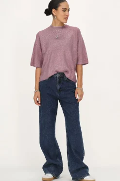 My Jewellery T-shirt Rose Oversize Avec Lurex Rose/Vieux rose/Rose clair Clearance
