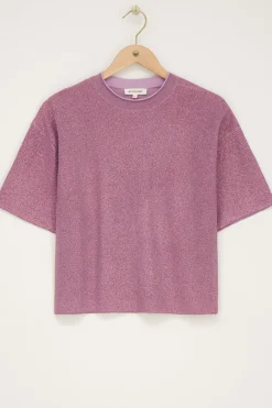 My Jewellery T-shirt Rose Oversize Avec Lurex Rose/Vieux rose/Rose clair Clearance