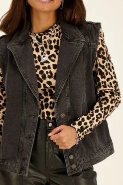 My Jewellery Veste En Denim Noir Sans Manches New