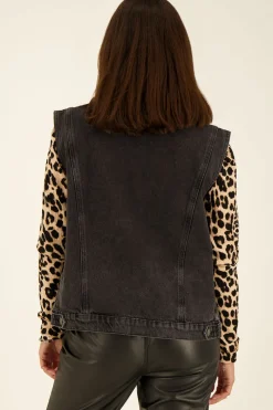 My Jewellery Veste En Denim Noir Sans Manches New