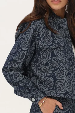 My Jewellery Veste En Jean Bleu Avec Des Roses Sale