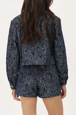 My Jewellery Veste En Jean Bleu Avec Des Roses Sale