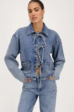 My Jewellery Veste En Jean Avec Nœuds Bleu Fashion