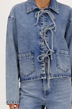My Jewellery Veste En Jean Avec Nœuds Bleu Fashion
