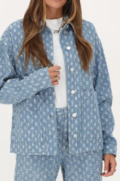 My Jewellery Veste En Jean Bleu Avec Paillettes Outlet