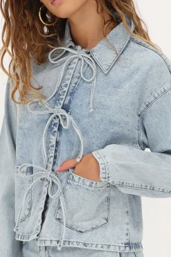 My Jewellery Veste En Jean Avec Nœuds Bleu clair New