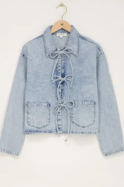 My Jewellery Veste En Jean Avec Nœuds Bleu clair New