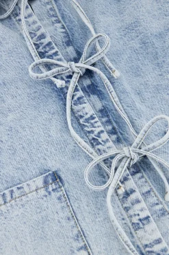 My Jewellery Veste En Jean Avec Nœuds Bleu clair New