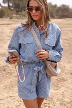 My Jewellery Veste En Jean Tissé Bleu Hot