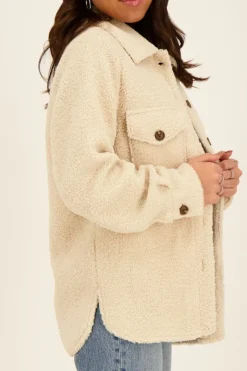 My Jewellery Veste En Teddy Beige Avec Boutons Best