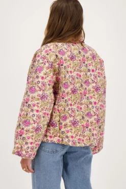 My Jewellery Veste Kimono Beige à Imprimé Fleuri Vert Et Rose Best