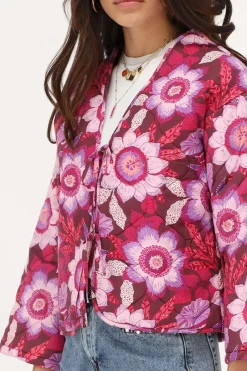 My Jewellery Veste Matelassée Marron Avec Nœuds Et Imprimé Floral Rose Online