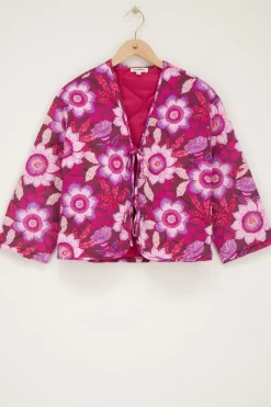 My Jewellery Veste Matelassée Marron Avec Nœuds Et Imprimé Floral Rose Online