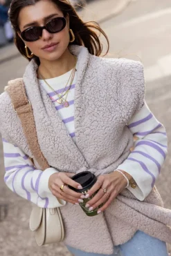 My Jewellery Veste Sans Manches Beige Teddy Avec Ceinture Online
