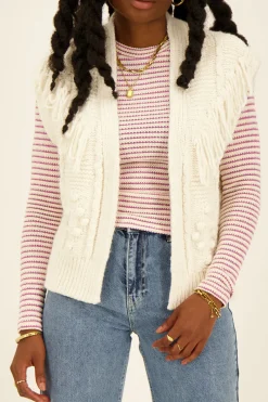 My Jewellery Veste Sans Manches Beige à Franges Discount