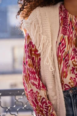 My Jewellery Veste Sans Manches Beige à Franges Discount