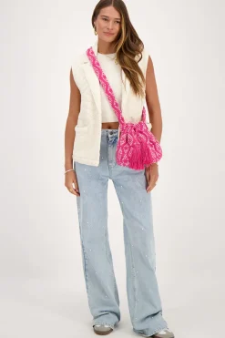 My Jewellery Veste Sans Manches Blanche Avec Jacquard En Zigzag Discount