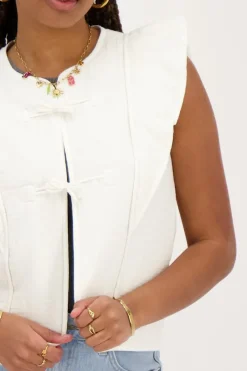 My Jewellery Veste Sans Manches he Avec Nœuds Et Volants Blanc Sale