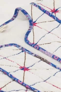 My Jewellery Veste Sans Manches Blanche Avec Broderies Bleues Et Roses Outlet