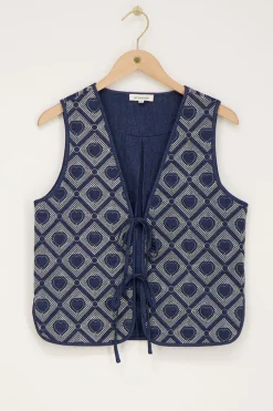My Jewellery Veste Sans Manches En Chambray Bleu Avec Broderie En Forme De Cœur Online