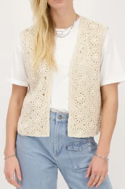 My Jewellery Veste Sans Manches En Crochet Beige Best