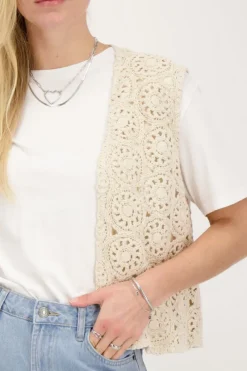 My Jewellery Veste Sans Manches En Crochet Beige Best