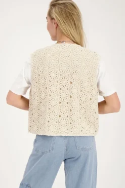 My Jewellery Veste Sans Manches En Crochet Beige Best