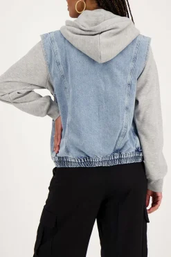 My Jewellery Veste Sans Manches En Denim Avec Ceinture élastique Bleu Fashion