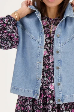 My Jewellery Veste Sans Manches En Denim Bleu Avec épaulettes Fashion